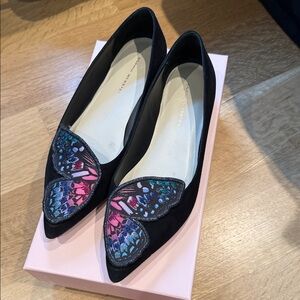 Sophia Webster Black and Blue Multi Butterfly Flats